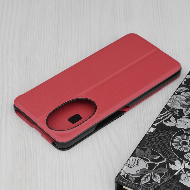Husa Protectie compatibila cu Honor 200, MaiDestept, G56, Flip Cover, Piele ecologica, Noble Red