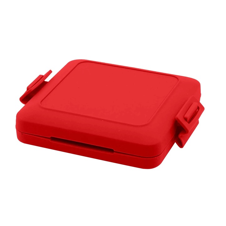 Aparat sandwich pentru microunde, cu curele, silicon, ajustabil, 17x14x3cm, rosu