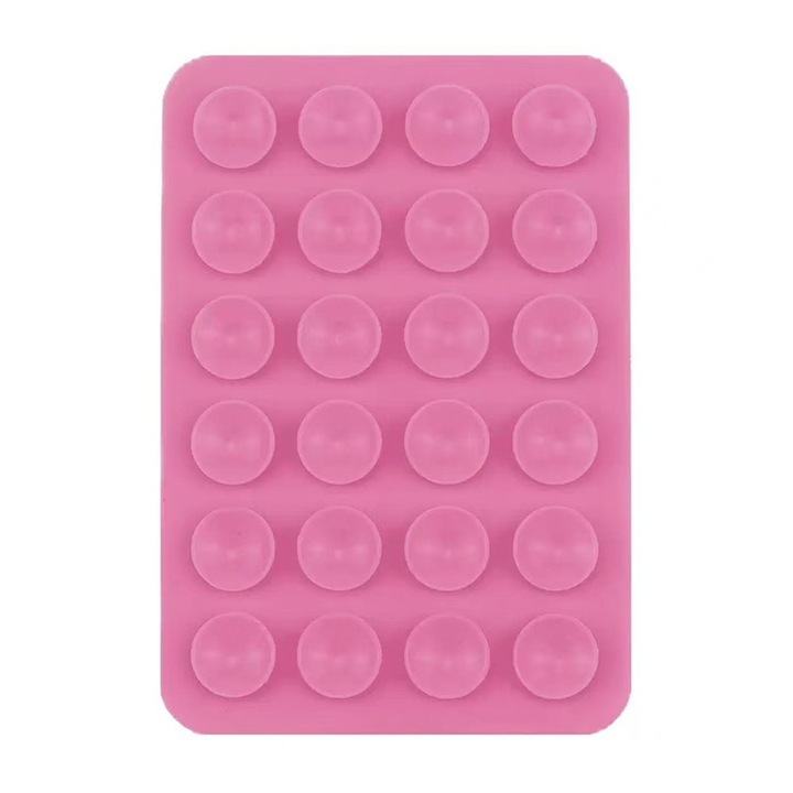 Suport telefon cu ventuze, roz, 24 ventuze