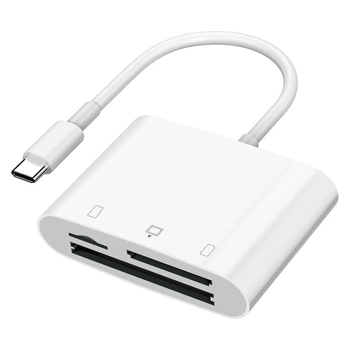3 az 1-ben USB C kártyaolvasó, SD, Micro SD, CF, 20MB/S-30MB/S kártyákat támogat, plug and play, iPhone 15-höz, iPadhez, laptophoz