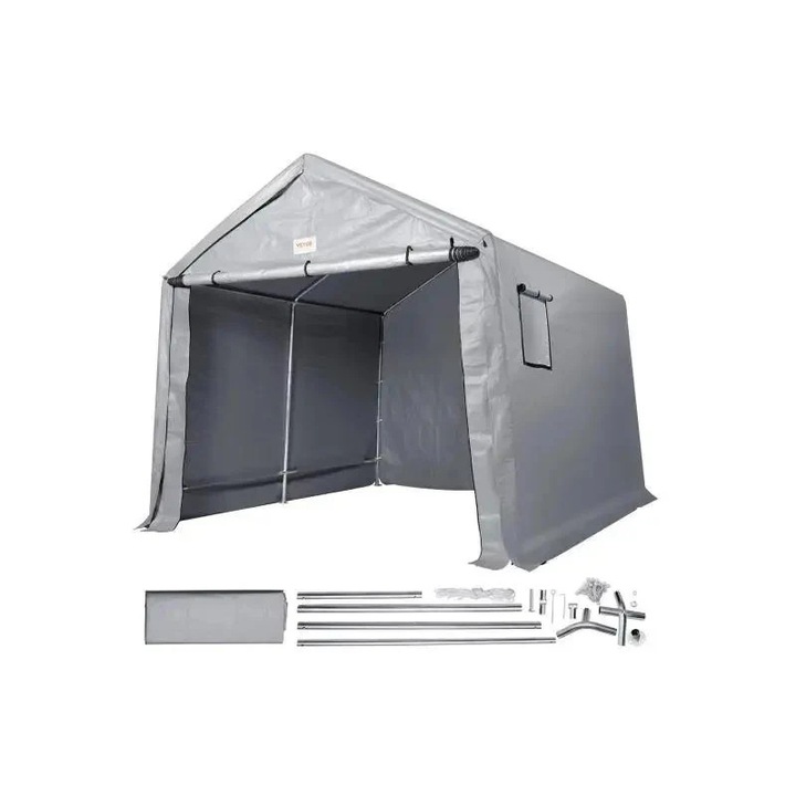Tároló istálló, hordozható menedékház, nagy teherbírású, egész évszakban használható sátor, 8FTX14FT, szürke