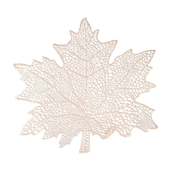 Suport farfurii frunza de artar, PVC, roz, 38x38cm
