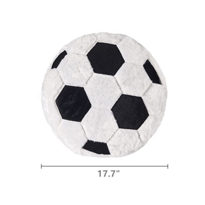 Perna decorativa minge de fotbal, LYCENXI, Microfibra, 17.7inch, Alb/Negru