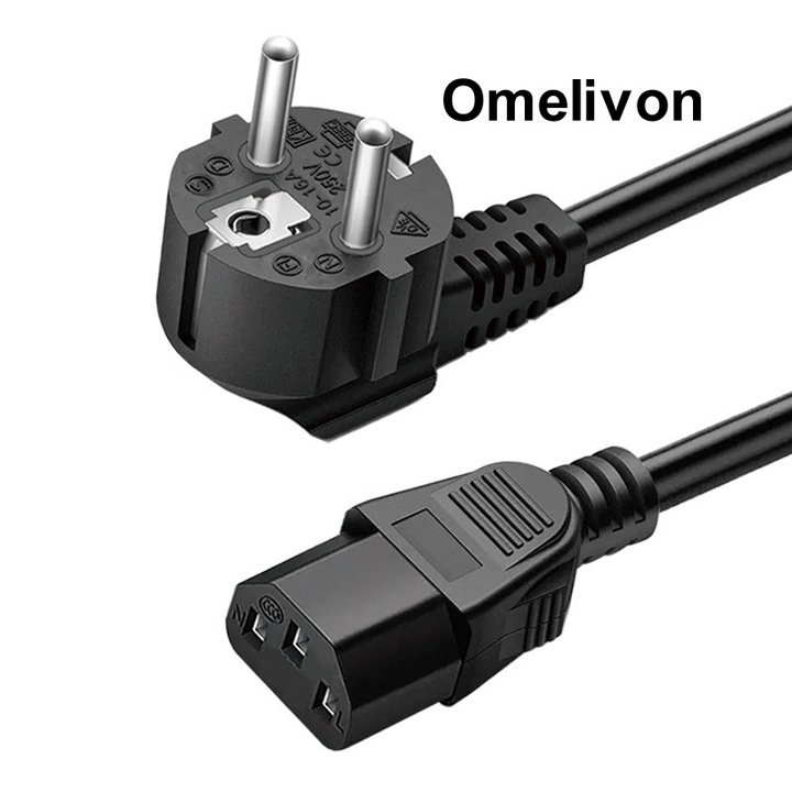 Cablu de alimentare 3 pini 18AWG 10A/250V, negru