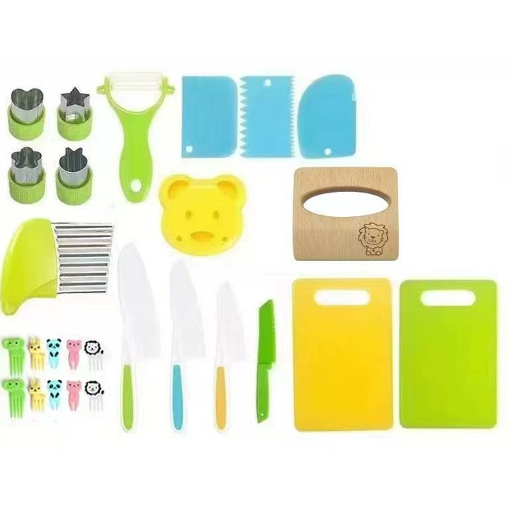 Gyermek játék késkészlet, aprító, biztonságos, 27 darabos készlet, több színű