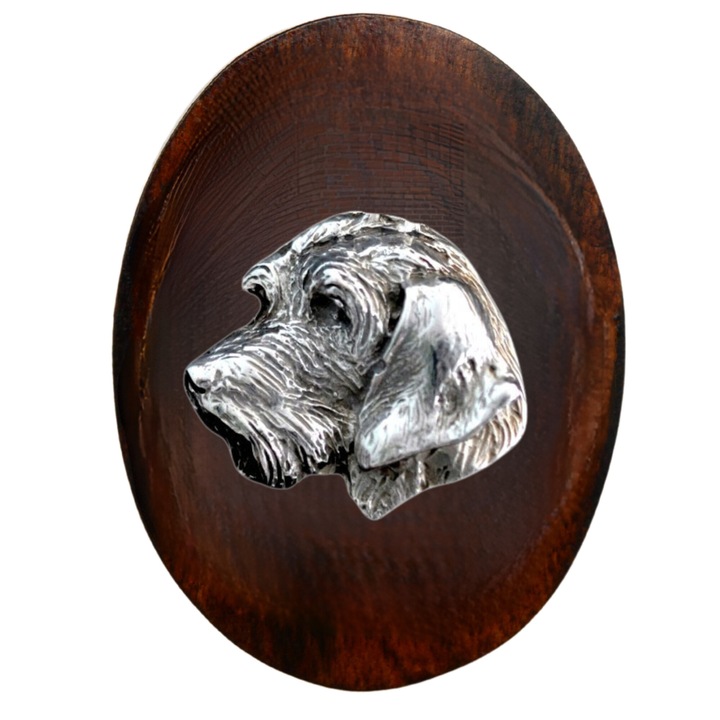 Brosa cu clip pentru numarul de start, Art-Dog, design caine, 5x7cm, din lemn si argint