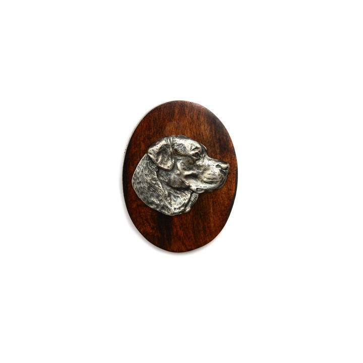 Brosa, Art-Dog, 5x7cm, din lemn/metal, cu model cap de caine, pentru expozitii