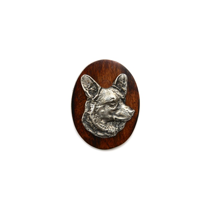 Brosa, Art-Dog, 5x7cm, din lemn/metal, cu model cap de caine, pentru expozitii
