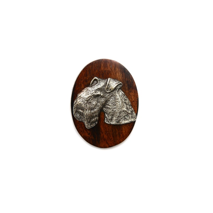 Brosa, Art-Dog, 5x7cm, din lemn/metal, cu model cap de caine, pentru expozitii