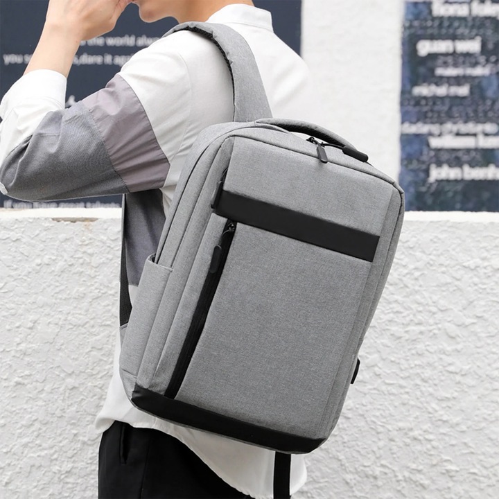 Rucsac de afaceri, impermeabil, pentru calatorii, suport pentru laptop de 15.6 inch, cu port USB, 40x30x11cm, multicolor