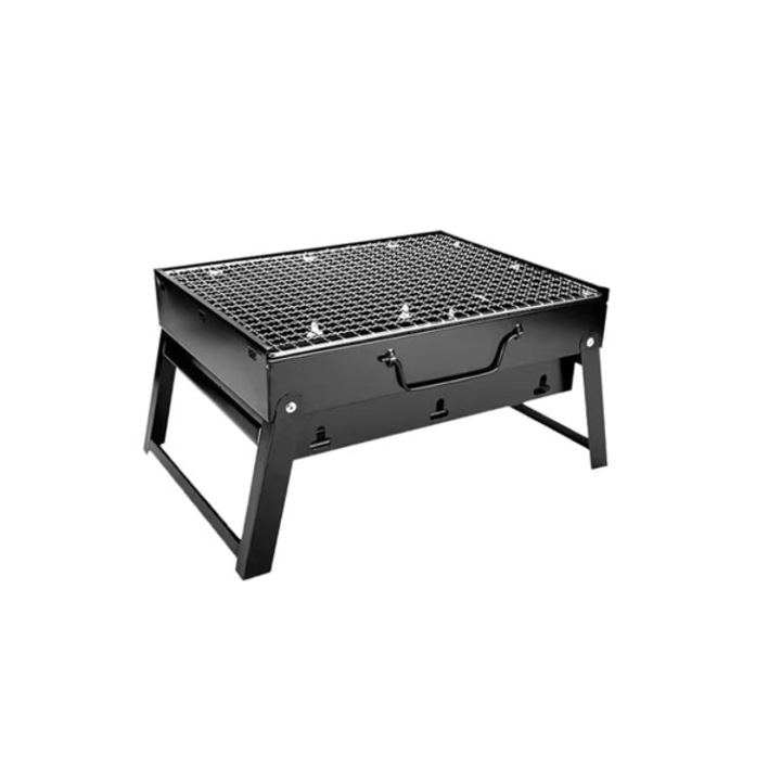 Gratar cu carbune, Portabil, Otel inoxidabil, 35x26x20cm, Negru