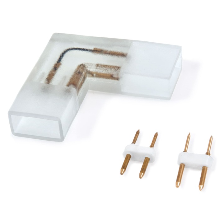 Conector pentru benzi LED Neon 24V/230V 8x16mm Tip colt: L 90°