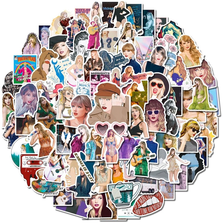 100 darabos Taylor matricakészlet, vízálló vinil matricák kulacsra, laptopra és telefonra