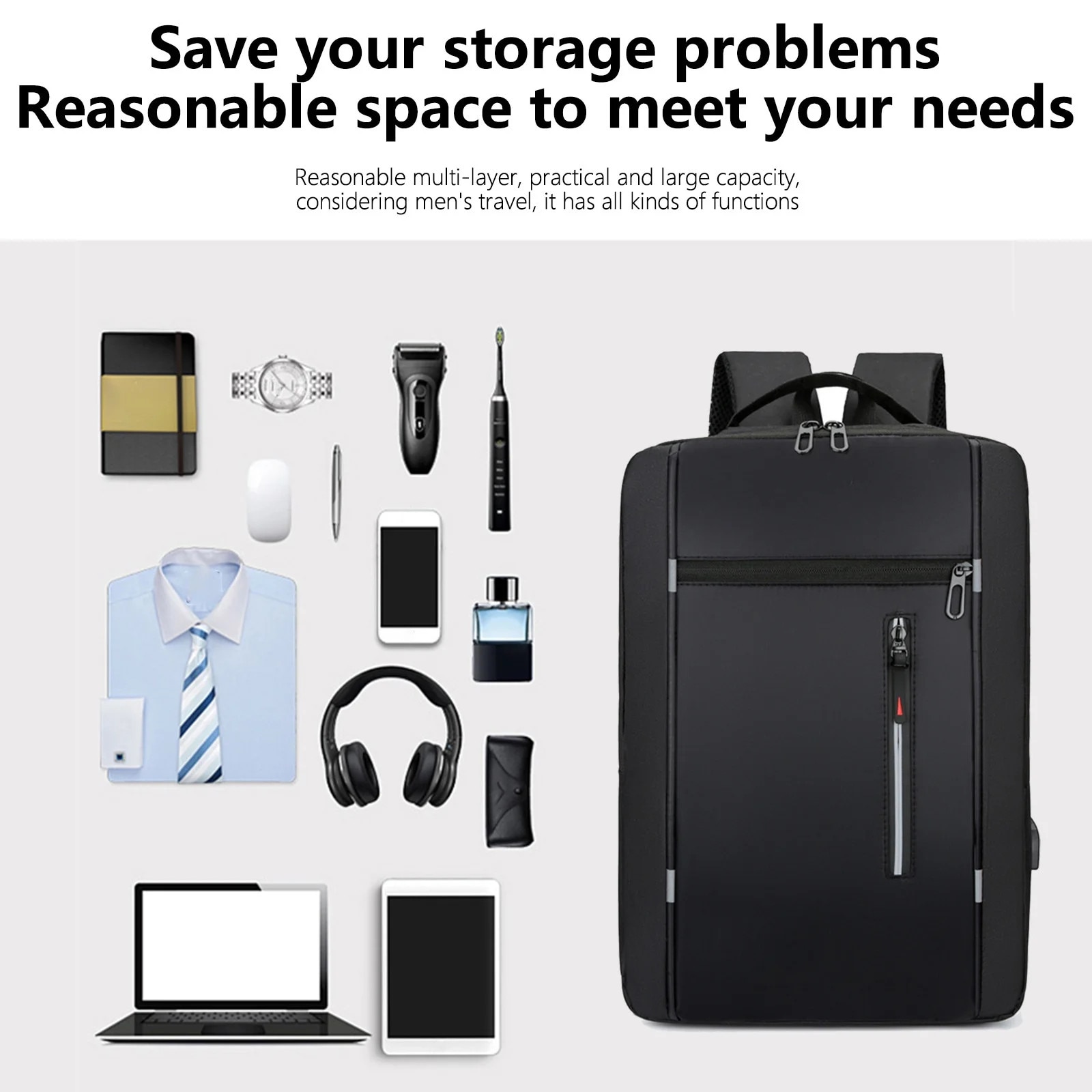 Rucsac laptop 16 inch, Fokelyi, Rucsac cu Incarcare USB pentru Laptop - Generic - Rucsac pentru Birou Barbati/Femei - Port USB integrat