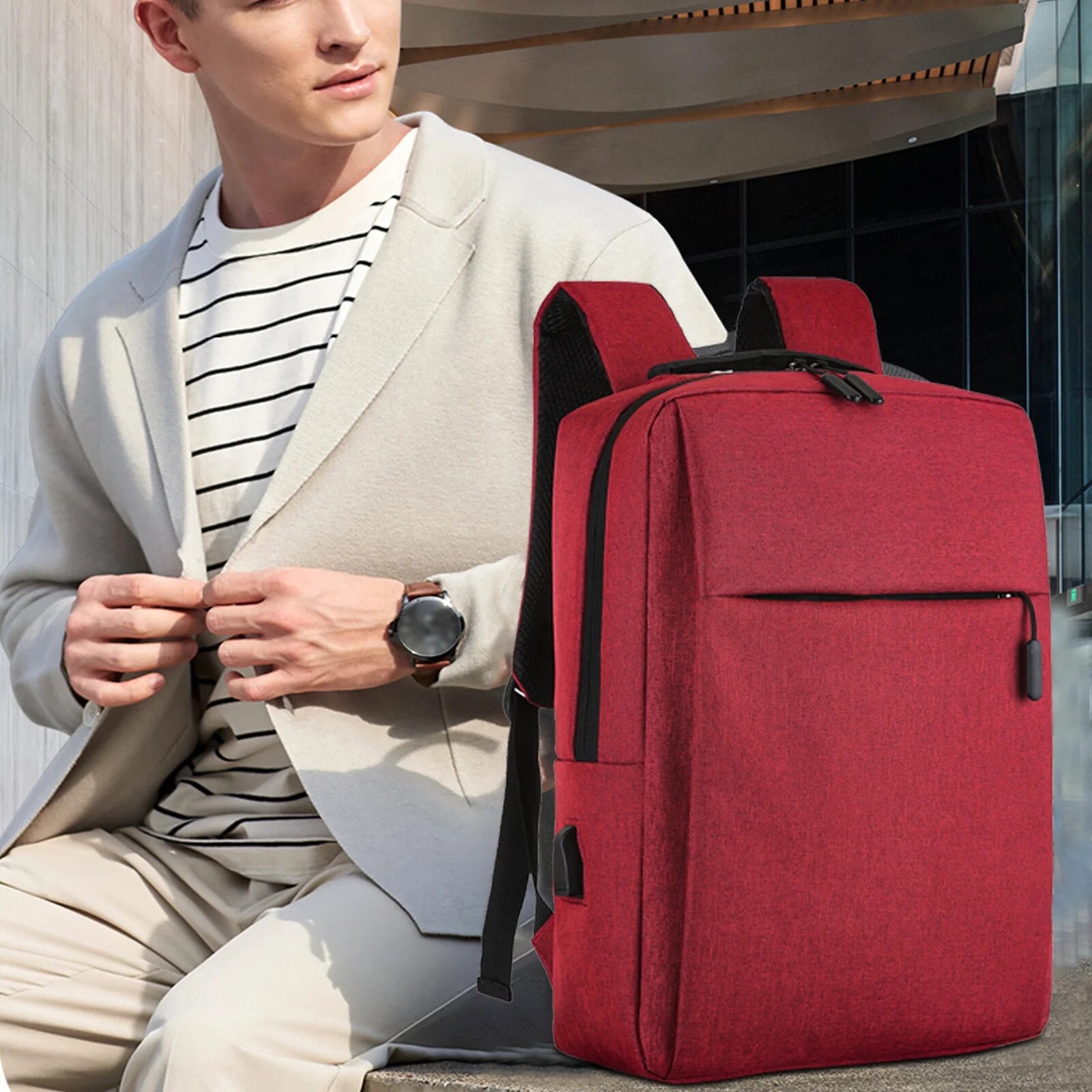 Rucsac laptop 15.6 inch, multicolor, bretele ajustabile, material textil, set 1 buc.