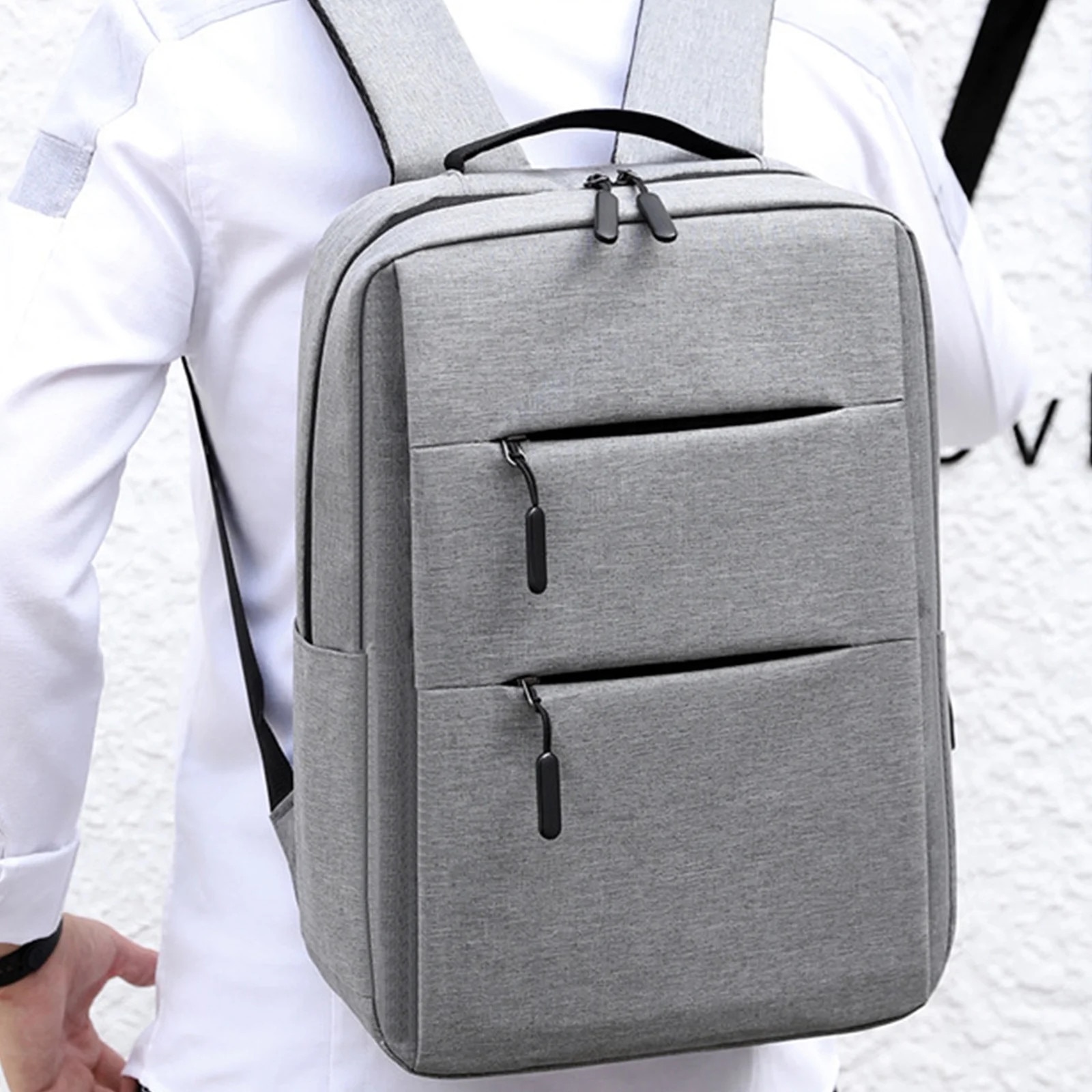Rucsac laptop 15.6 inch, gri, port USB, rezistent la apă