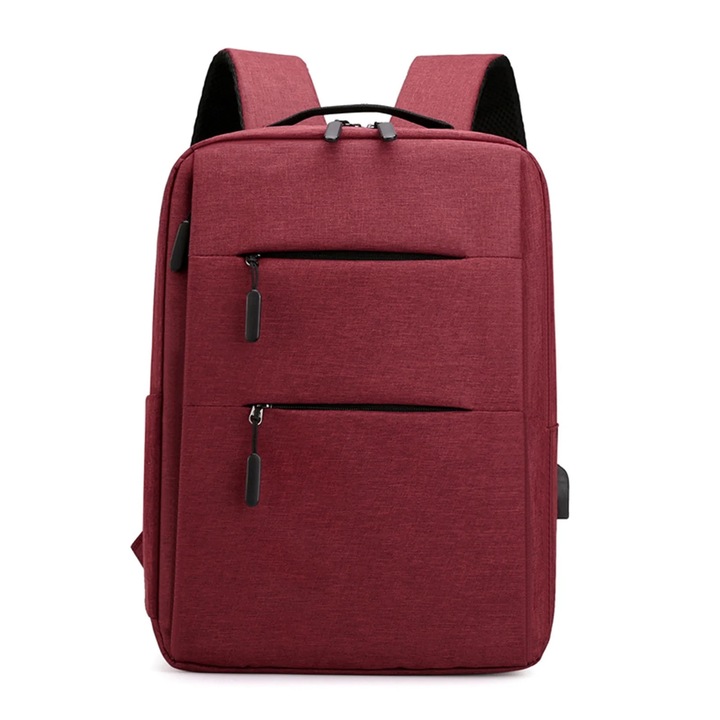 Rucsac laptop YANYXR 15.6 inch rosu USB slim rezistent 40x30x14cm