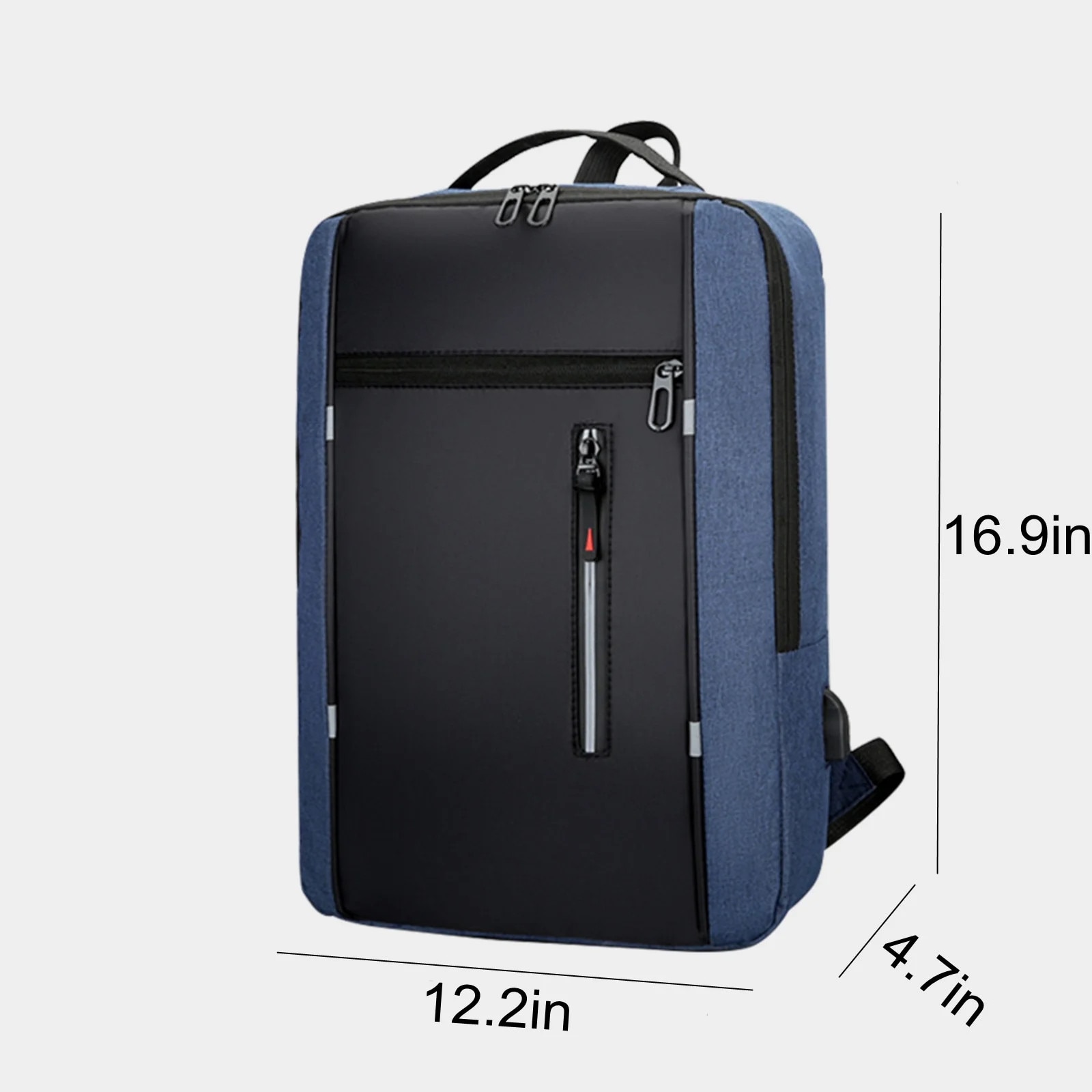 Rucsac laptop YANYXR 16 inch, slim, rezistent, albastru inchis, 43x31x12cm, cu port USB