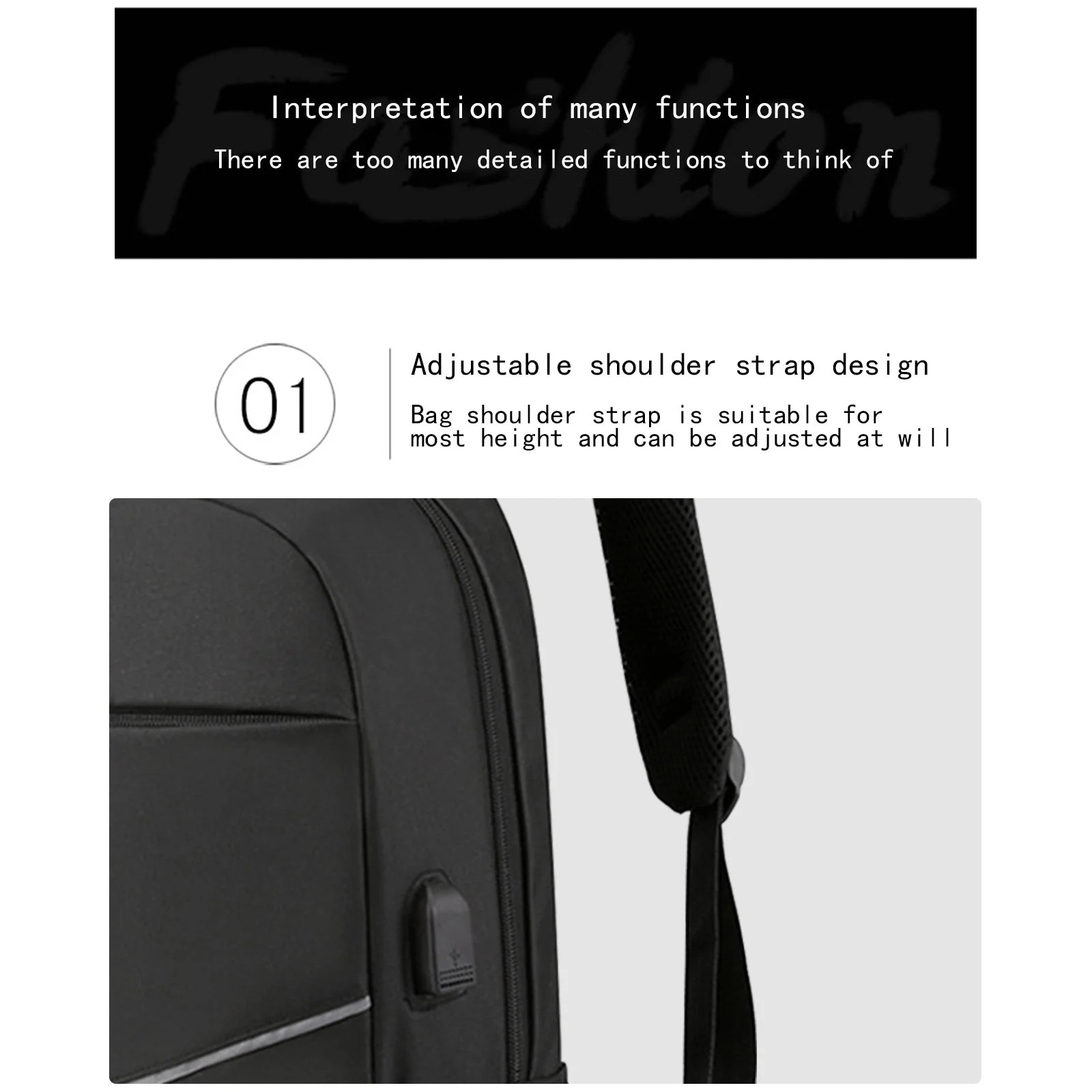 Rucsac laptop 15.6 inch, negru, material nylon, cu port USB, dimensiuni 45x28x11cm