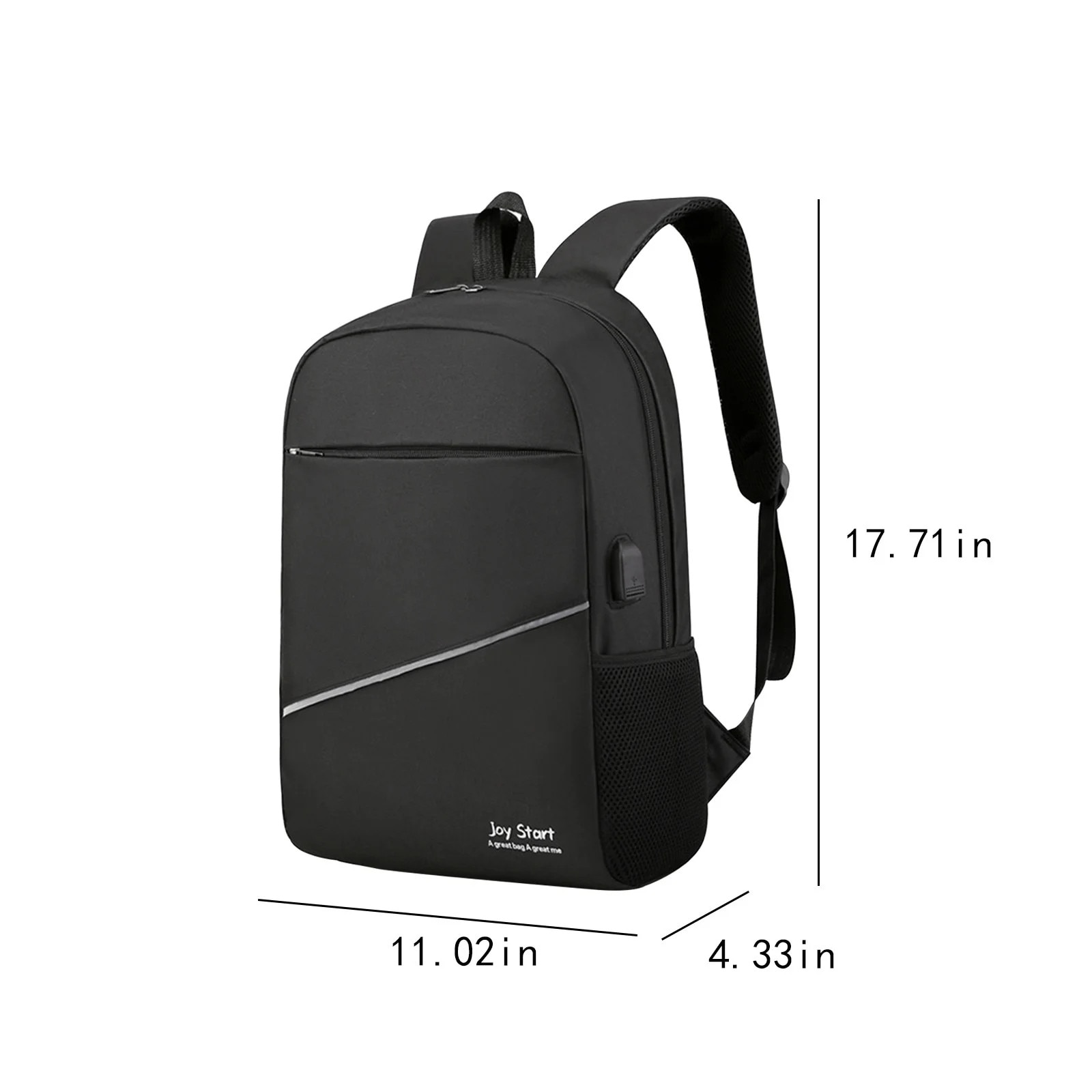 Rucsac laptop 15.6 inch, negru, material nylon, cu port USB, dimensiuni 45x28x11cm