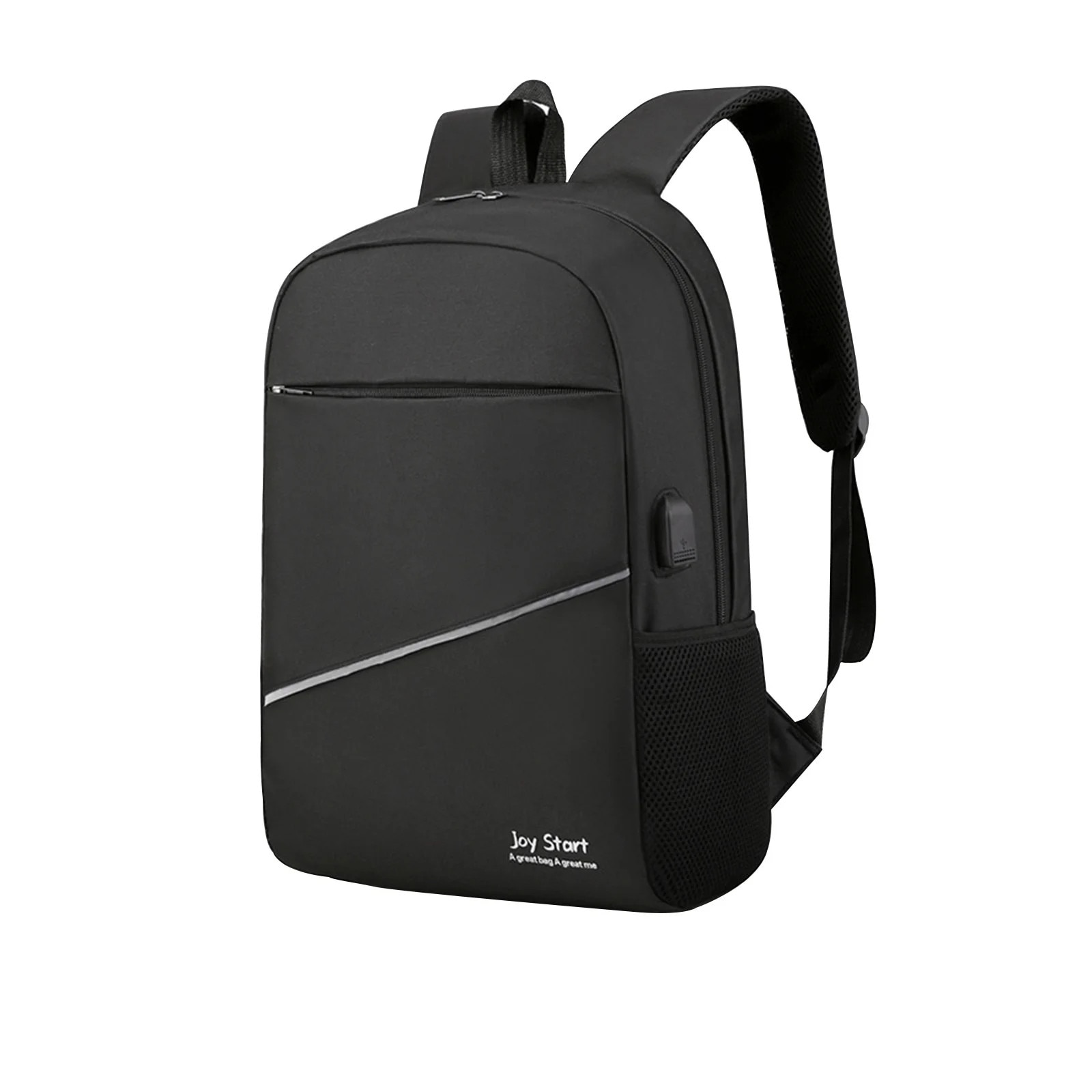 Rucsac laptop 15.6 inch, negru, material nylon, cu port USB, dimensiuni 45x28x11cm