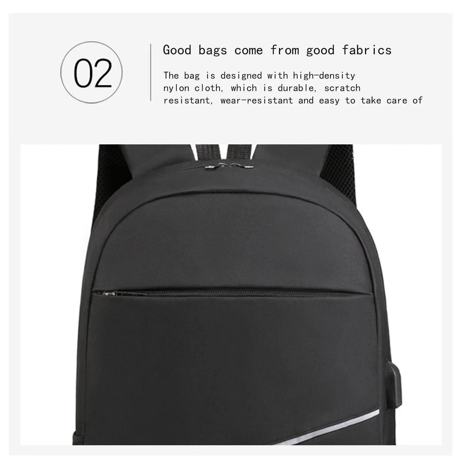 Rucsac laptop 15.6 inch, negru, material nylon, cu port USB, dimensiuni 45x28x11cm