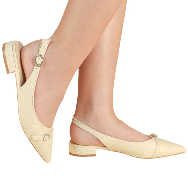 Pantofi decupati cu toc jos 686bej 115564, Bej