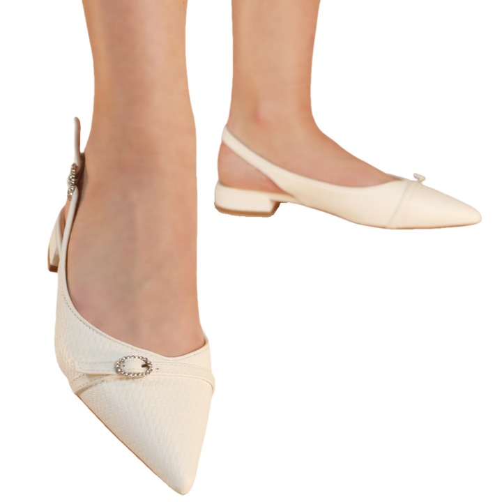 Pantofi decupati cu toc jos 686alb 115570, Alb