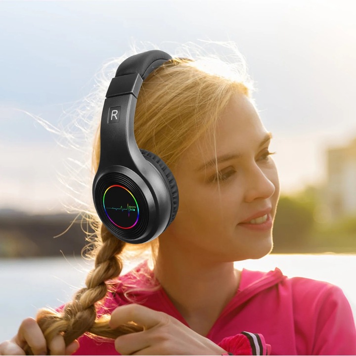 Сгъваеми Bluetooth слушалки YANYXR, стерео, сиви, 19x18x7см