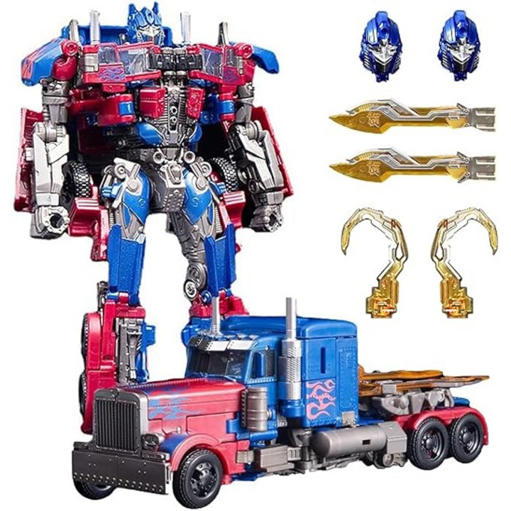 Robot autós játékok, PeiTuo, deformálódó játékautók, akciófigura két extra cserélhető fejjel - ötvözet alkatrész