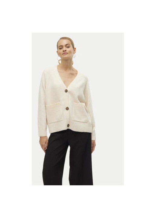 Cardigan dama, Vero Moda, 304511059, Poliester reciclat/Poliester, Bej, Bej