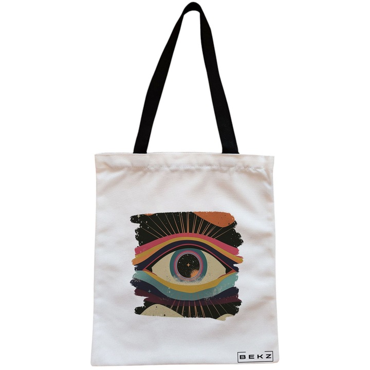 Vászon női hordtáska, Celestial Eye 6 modell, 38x34,5 cm, fehér, BEKZ
