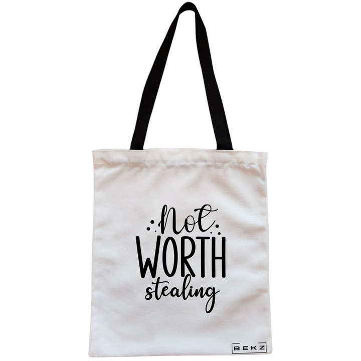 Vászon hordtáska nőknek, nem érdemes modellt lopni, 38x34,5 cm, fehér, BEKZ