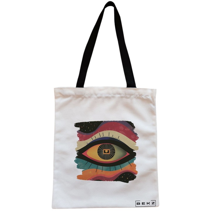 Vászon női hordtáska, Celestial Eye 7 modell, 38x34,5 cm, fehér, BEKZ