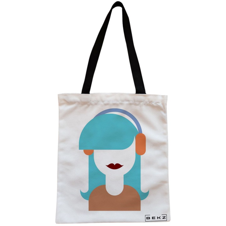Vászon női táska, The Music Girl Model, 38x34,5 cm, fehér, BEKZ