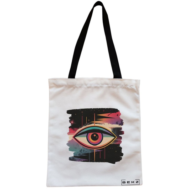 Vászon női hordtáska, Celestial Eye 8 modell, 38x34,5 cm, fehér, BEKZ