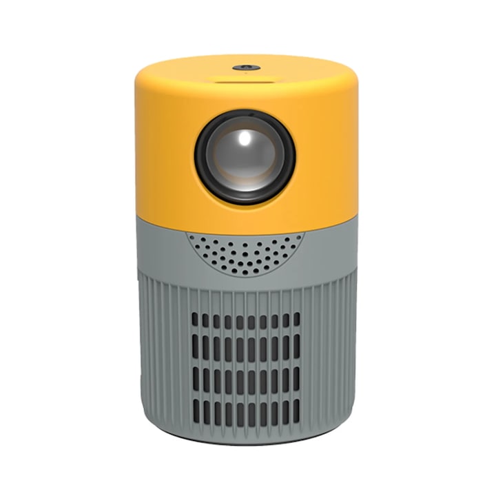 Videoproiector HD, 3000 Lumeni, galben, 8x8x13cm, cu difuzor incorporat, set complet