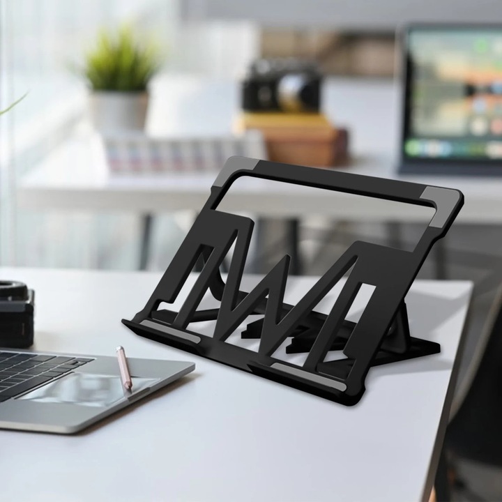 Suport pliabil laptop YANYXR universal, reglabil, negru, 26x18.5x2cm