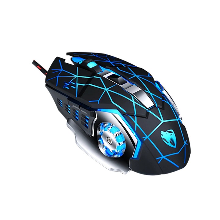 YANYXR V6 gamer egér, programozható, fém, többszínű, 132x86x40mm