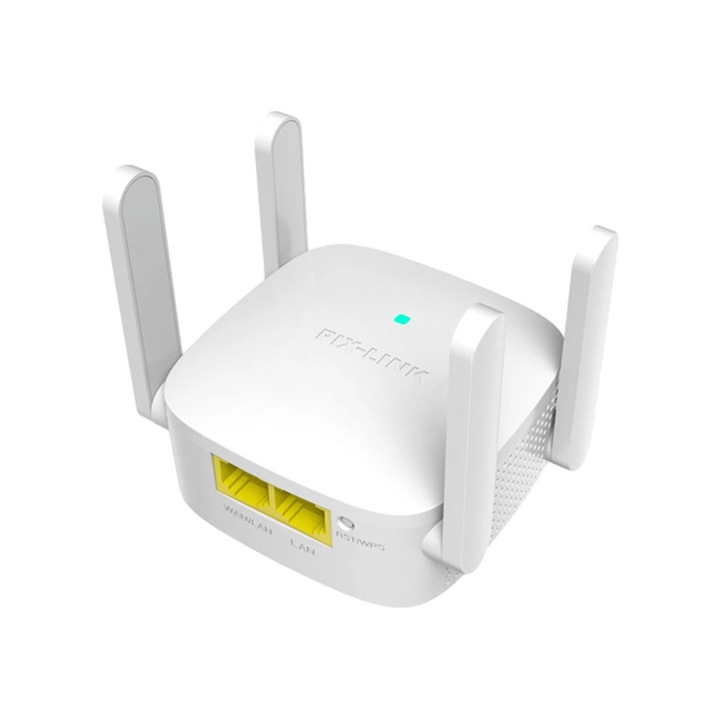 YANYXR WiFi jelismétlő 300Mbps 2.4G négy antenna fehér 19x14.7x5.7cm