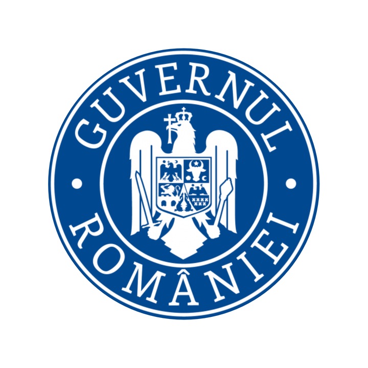 Autocolant tip sigla parbriz, Guvernul Romaniei, aplicare pe interior, 8.5 cm, Oracal