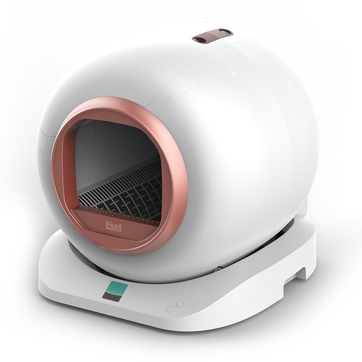 iHunt Cat Smart Litter V4 automatikus alomdoboz macskáknak, ionos sterilizálás, súlyérzékelők, öntisztító, érintőképernyő, csendes, 9 literes, rózsaszín