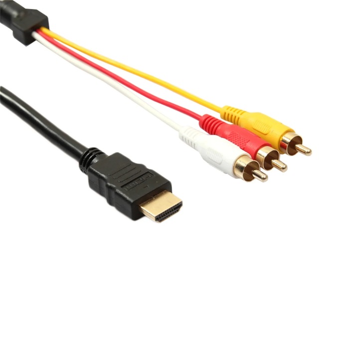 YANYXR HDMI-ről 3 RCA-ra kábel, 1.5m, fekete, jelátvitel