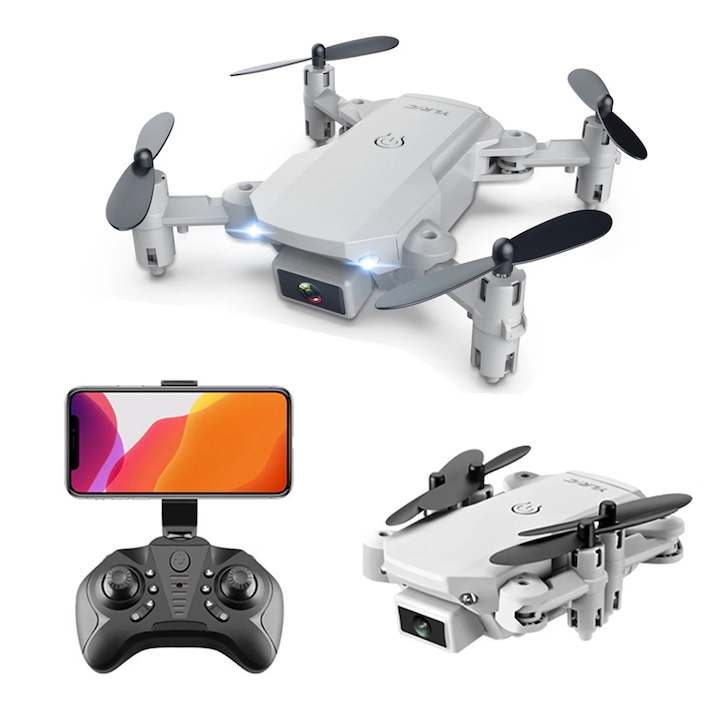 Drona Mini S66 cu camera 4K HD, WiFi FPV, culori negru/gri, dimensiuni 12.5x10x3cm desfacuta, 8x6.5x3cm pliata