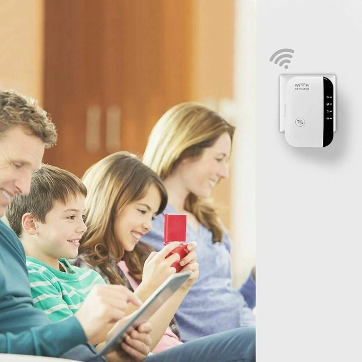 YANYXR WiFi bővítő, kétsávos, Ethernet port, fehér, 8.4x10x6.8cm