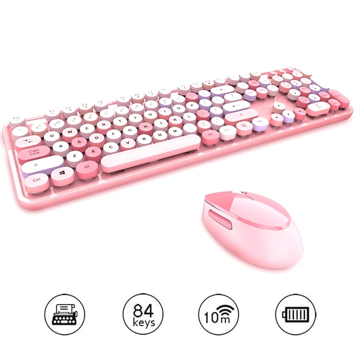 Tastatura mecanica wireless din bambus, design ergonomic, compatibila cu diverse sisteme de operare