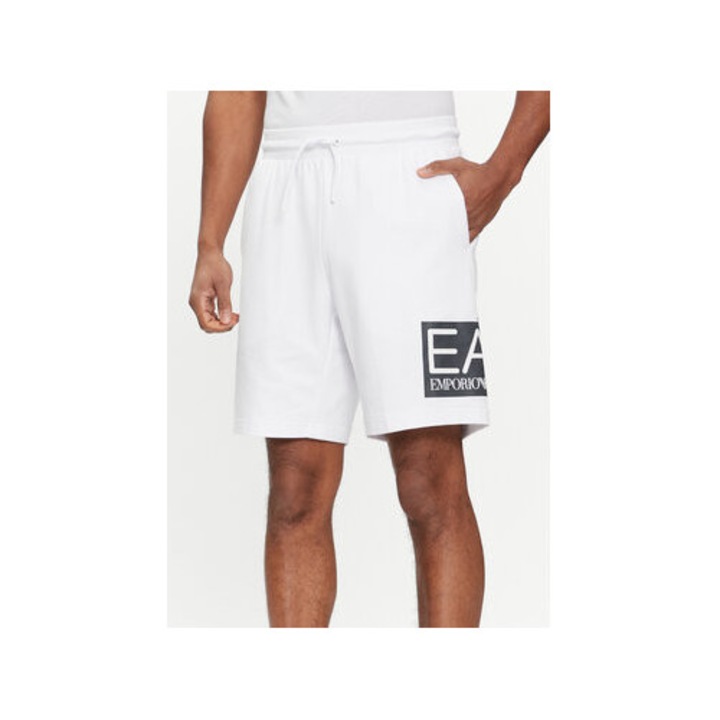 Pantaloni scurti barbati, Emporio Armani EA7, 303536299, Bumbac, Alb, Alb