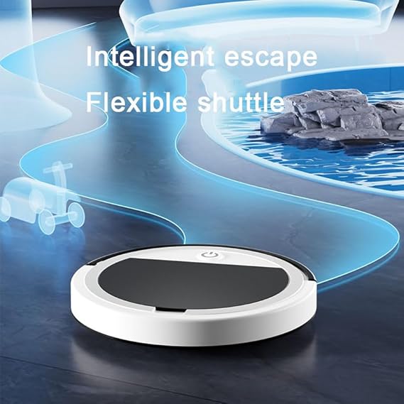 Aspirator robot inteligent 3 in 1, PeiTuo®, curatare automata, design ultra-subtire, baterie de lunga durata, alb