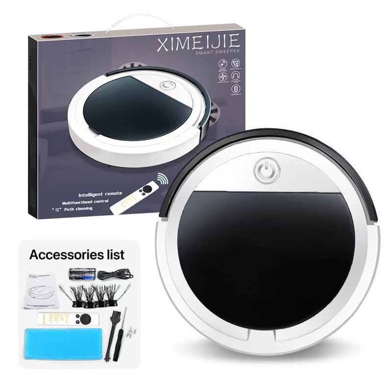 Aspirator robot inteligent 3 in 1, PeiTuo®, curatare automata, design ultra-subtire, baterie de lunga durata, alb