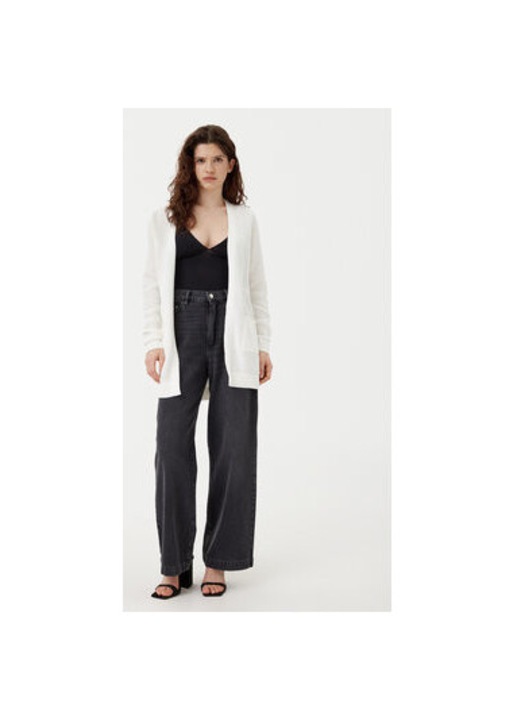 Cardigan dama, Vila, 304903021, Bumbac organic, Alb, Alb, L
